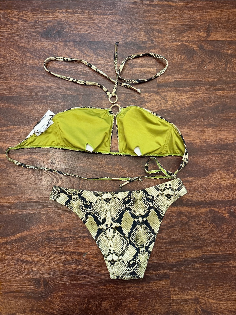 Rebecca Minkoff Olive and Black Snakeskin Bikini Bottoms - Picture 7 of 7